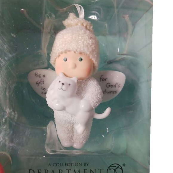 Department 56 Tis A Gift to care Of God's Snow Angel Ornament Holding Cat - Picture 1 of 4